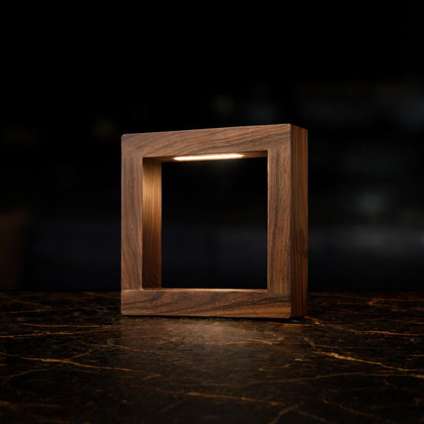 Handcrafted Walnut Rotatable Square Wooden LED Lamp