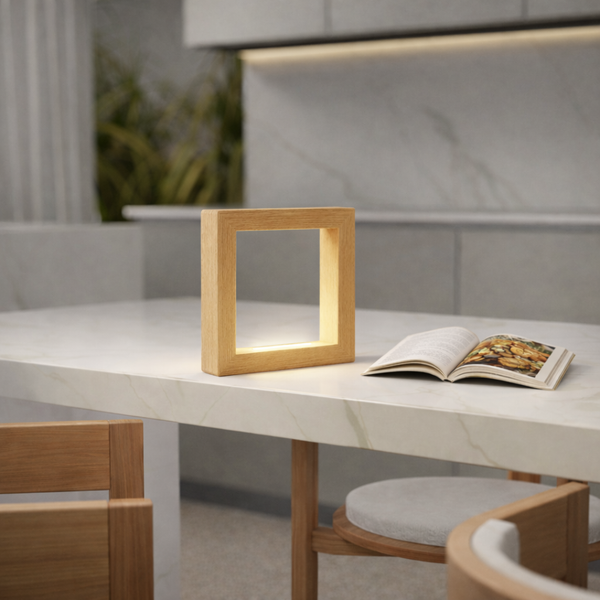 Handcrafted Oak Rotatable  Square Wooden LED Desk Lamp