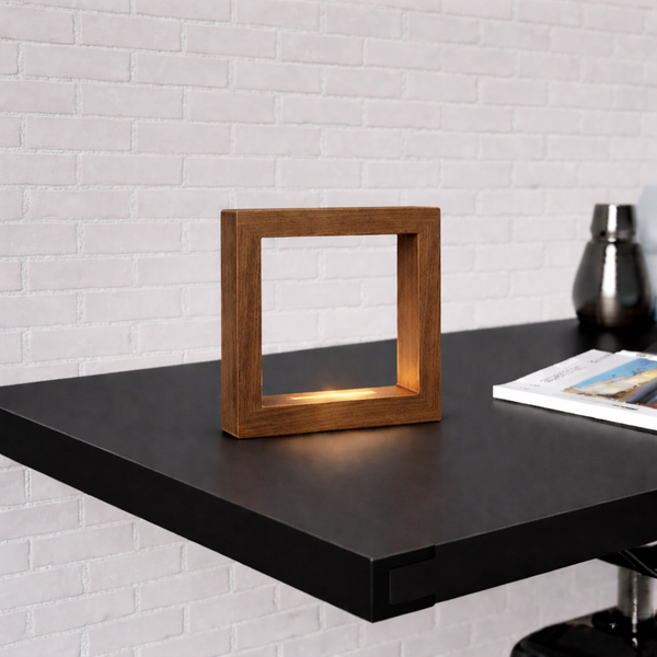 Handcrafted Walnut Rotatable Square Wooden LED Lamp