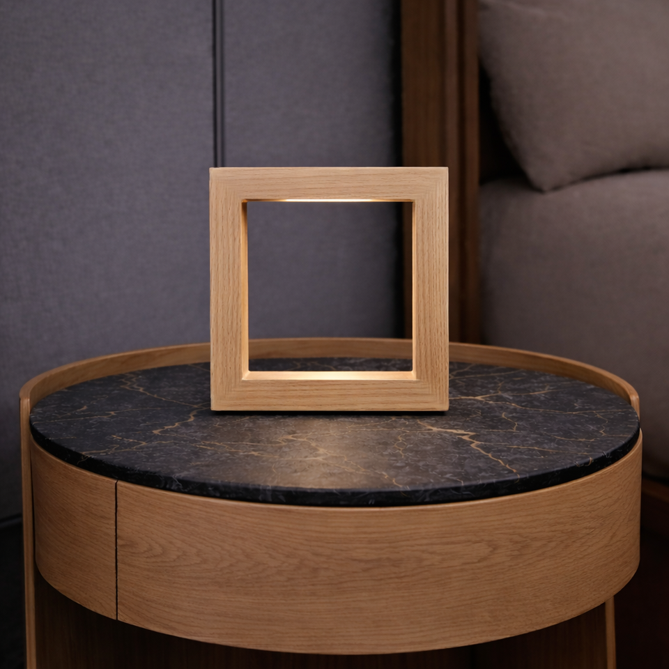 Handcrafted Oak Rotatable  Square Wooden LED Desk Lamp