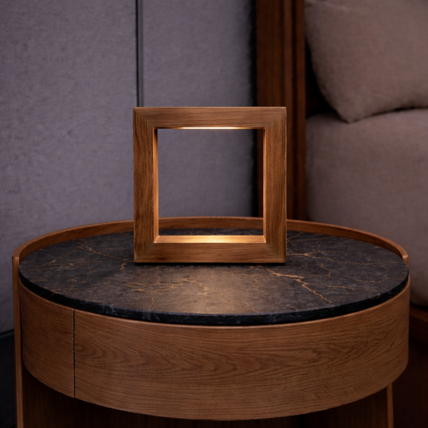 Handcrafted Walnut Rotatable Square Wooden LED Lamp
