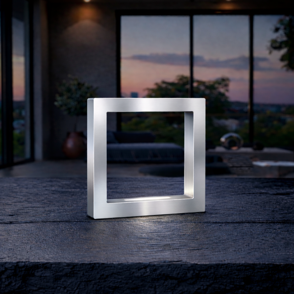 Silver Finish Handcrafted Oak Rotatable Square Wooden LED Desk Lamp