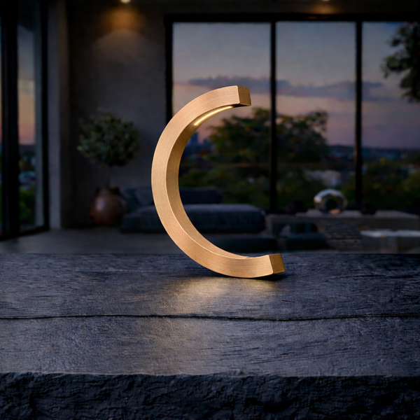 Handcrafted Oak C-Curved Wooden Desk Lamp