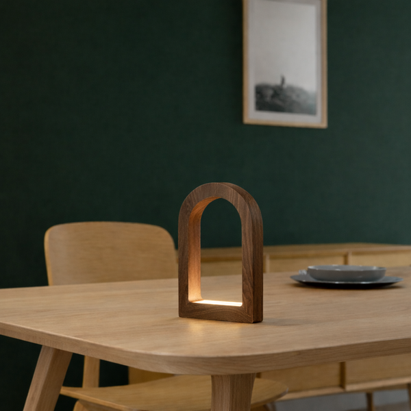 Handcrafted Walnut U Curved Wooden Desk Lamp