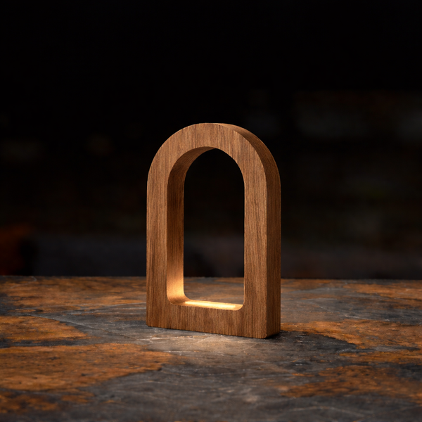 Handcrafted Walnut U Curved Wooden Desk Lamp