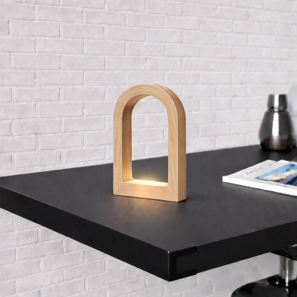 Handcrafted Oak U-Shape Curved Desk Lamp