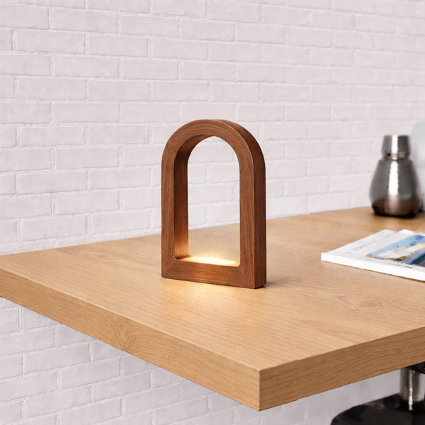 Handcrafted Walnut U Curved Wooden Desk Lamp