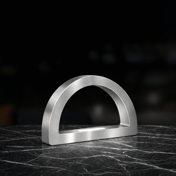 Silver Finish Oak Arc-Curved Contemporary Wooden Desk Lamp