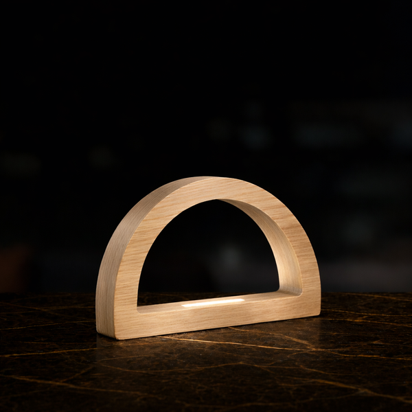 Oak Arc-Curved Contemporary Wooden Desk Lamp for Home