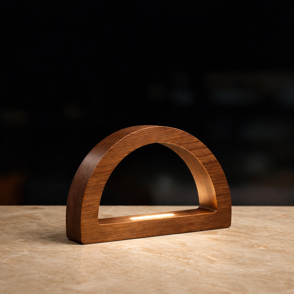 Walnut Arc-Shaped Contemporary Wooden Desk Lamp for Home