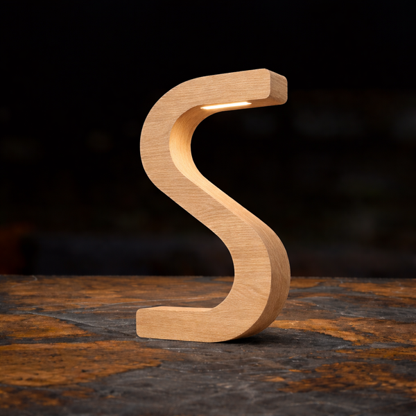 Handcrafted Oak Rotatable S-Shaped LED Wooden Desk Lamp