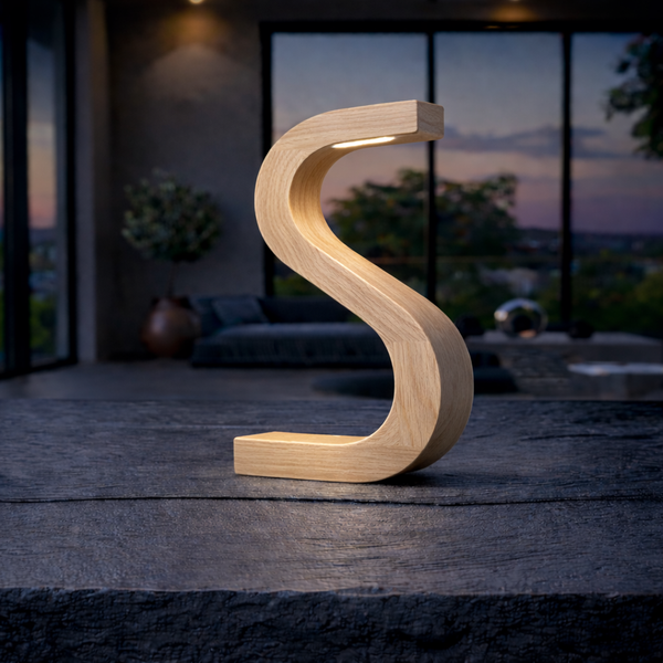 Handcrafted Oak Rotatable S-Shaped LED Wooden Desk Lamp