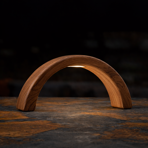 Walnut Arc-Shaped Contemporary Wooden Desk Lamp for Home