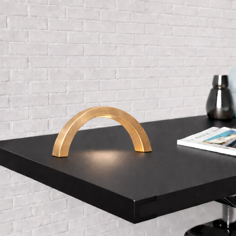 Oak Arc-Curved Contemporary Wooden Desk Lamp