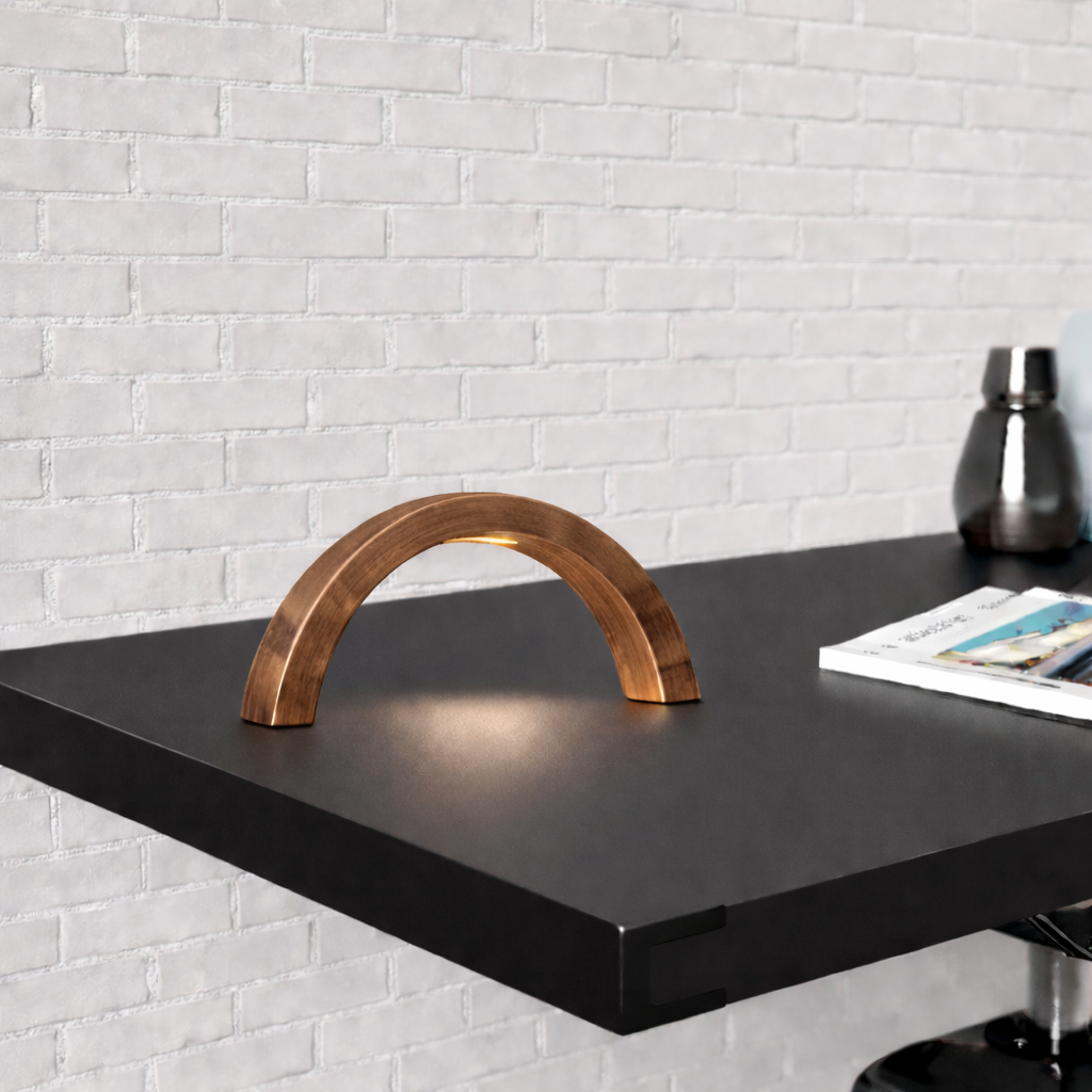 Walnut Arc-Shaped Contemporary Wooden Desk Lamp for Home