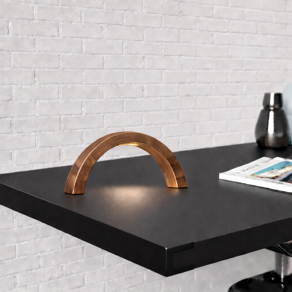 Walnut Arc-Shaped Contemporary Wooden Desk Lamp for Home