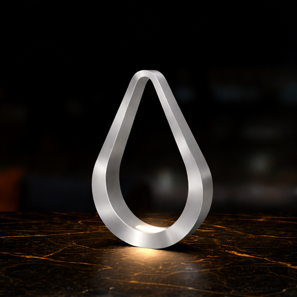 Silver Finish Handcrafted Oak Teardrop Shaped Wooden Lamp