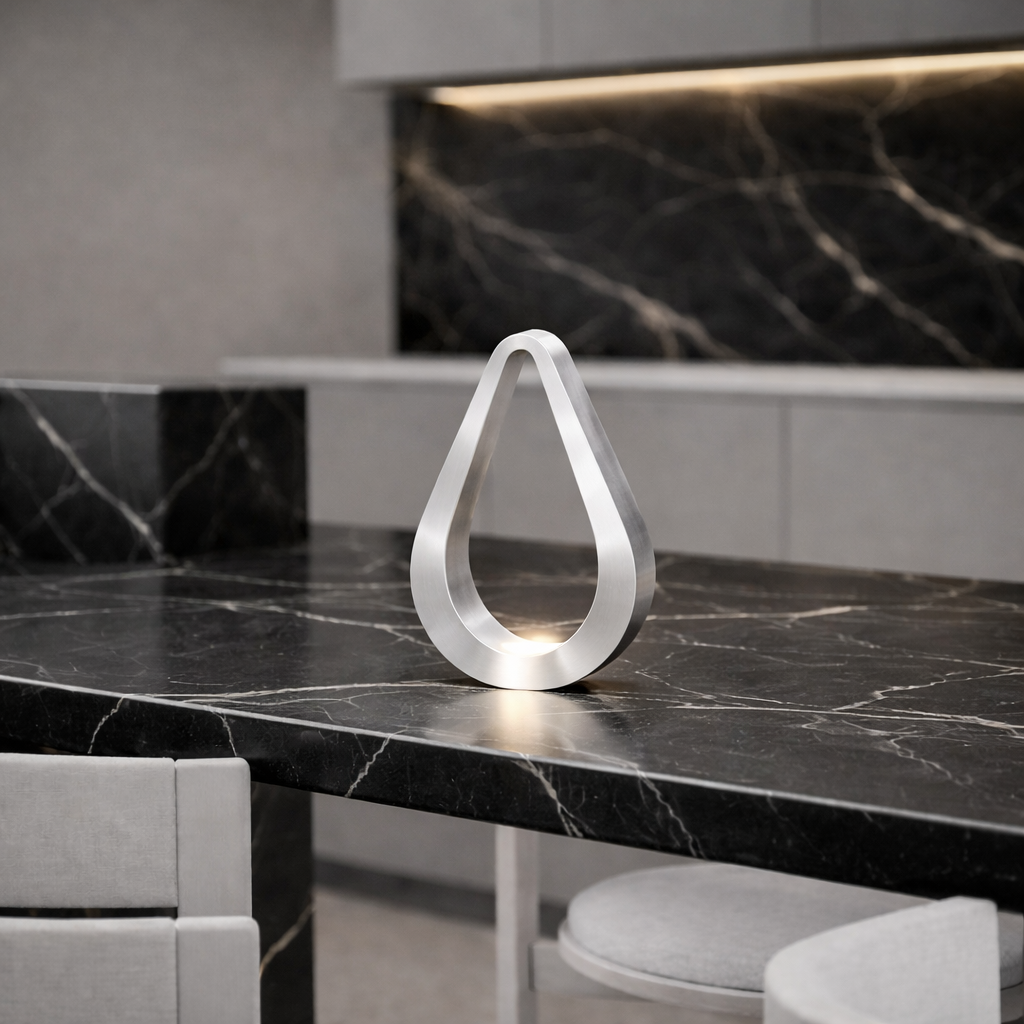 Silver Finish Handcrafted Oak Teardrop Shaped Wooden Lamp