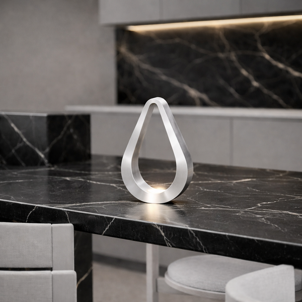 Silver Finish Handcrafted Oak Teardrop Shaped Wooden Lamp