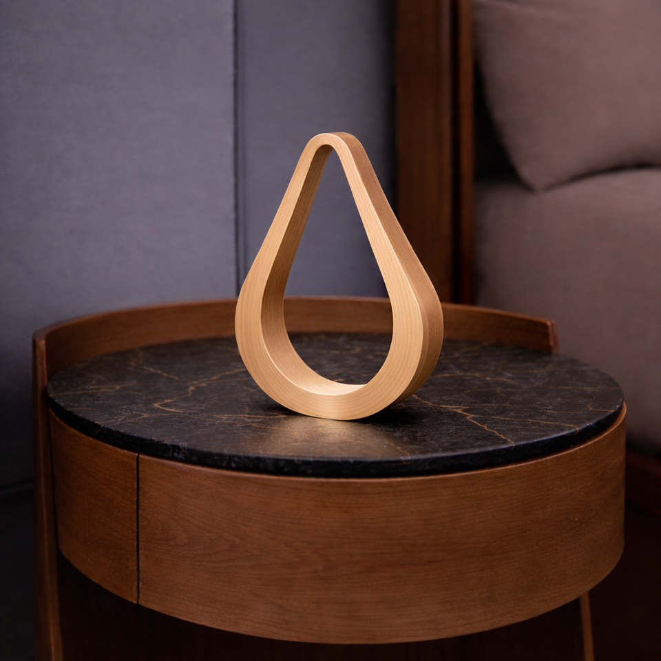 Contemporary Handcrafted Oak Teardrop Shaped Wooden Lamp