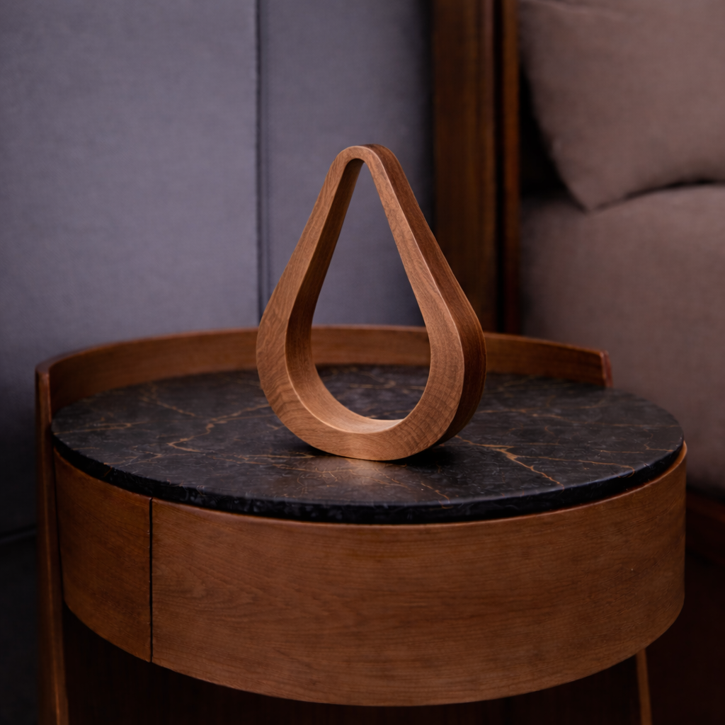 Handcrafted Walnut Teardrop Shaped LED Wooden Desk Lamp