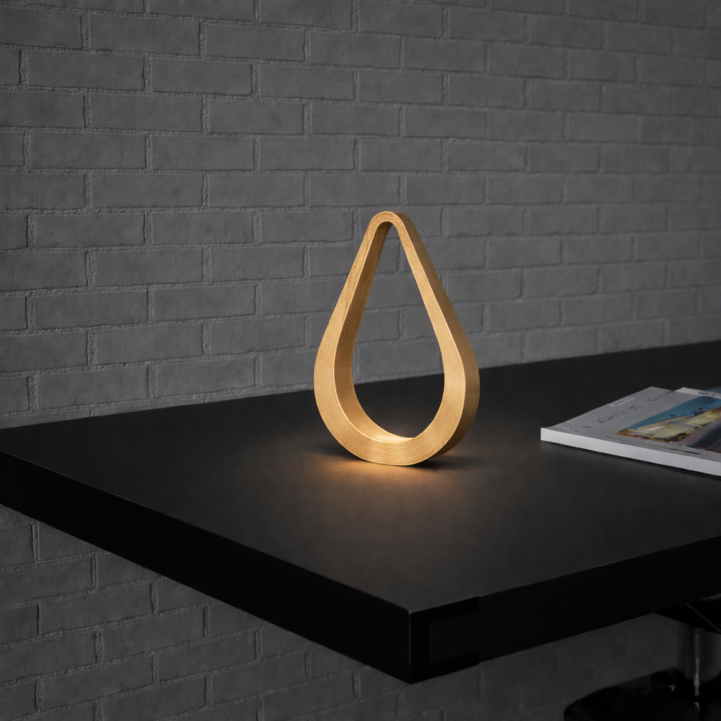 Contemporary Handcrafted Oak Teardrop Shaped Wooden Lamp