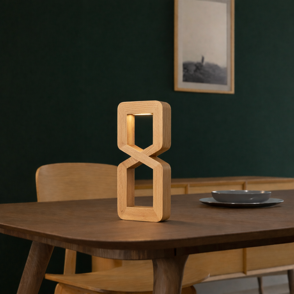 Oak Wooden Rotatable Hourglass Shaped LED Lamp