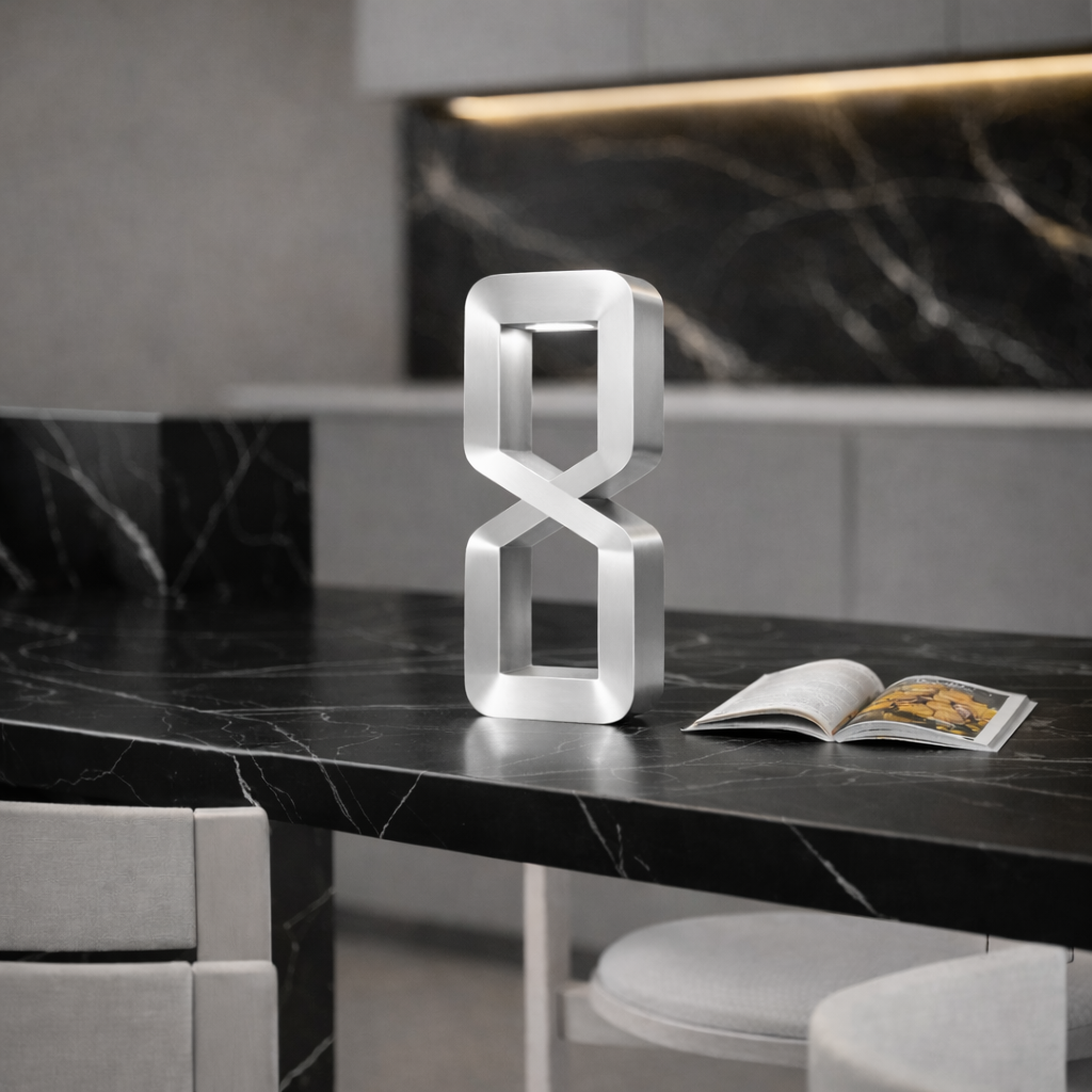 Silver Finish Oak Wooden Rotatable Hourglass Shaped Lamp