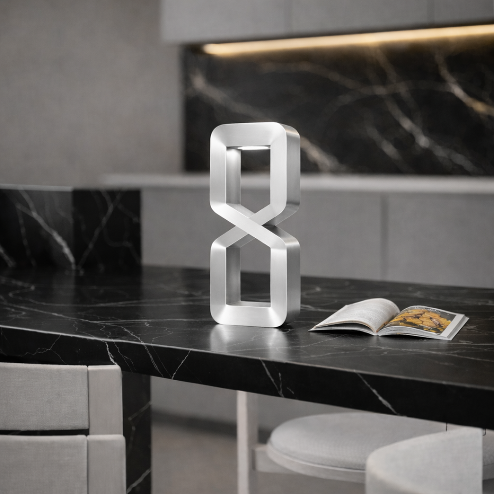 Silver Finish Oak Wooden Rotatable Hourglass Shaped Lamp