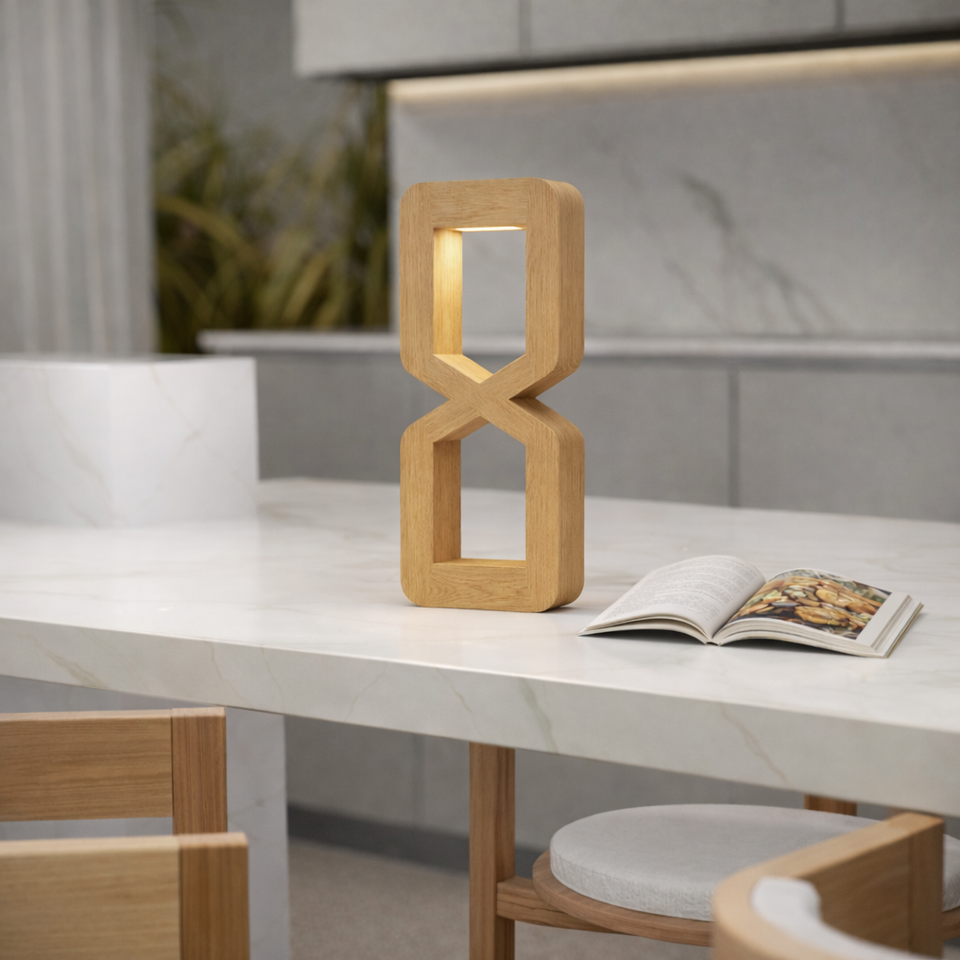 Oak Wooden Rotatable Hourglass Shaped LED Lamp