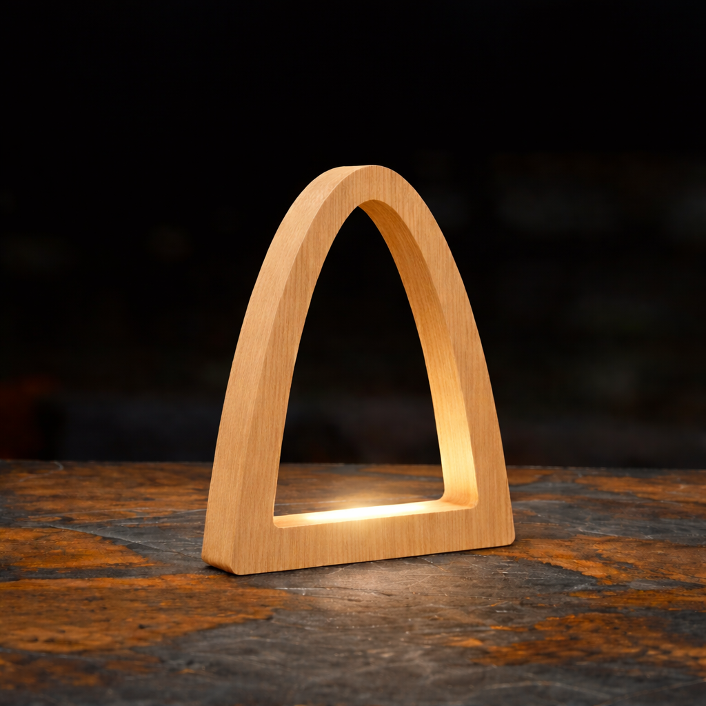 Handcrafted Oak Arch Curved Wooden Desk Lamp