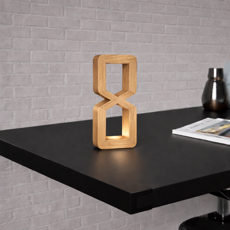 Oak Wooden Rotatable Hourglass Shaped LED Lamp