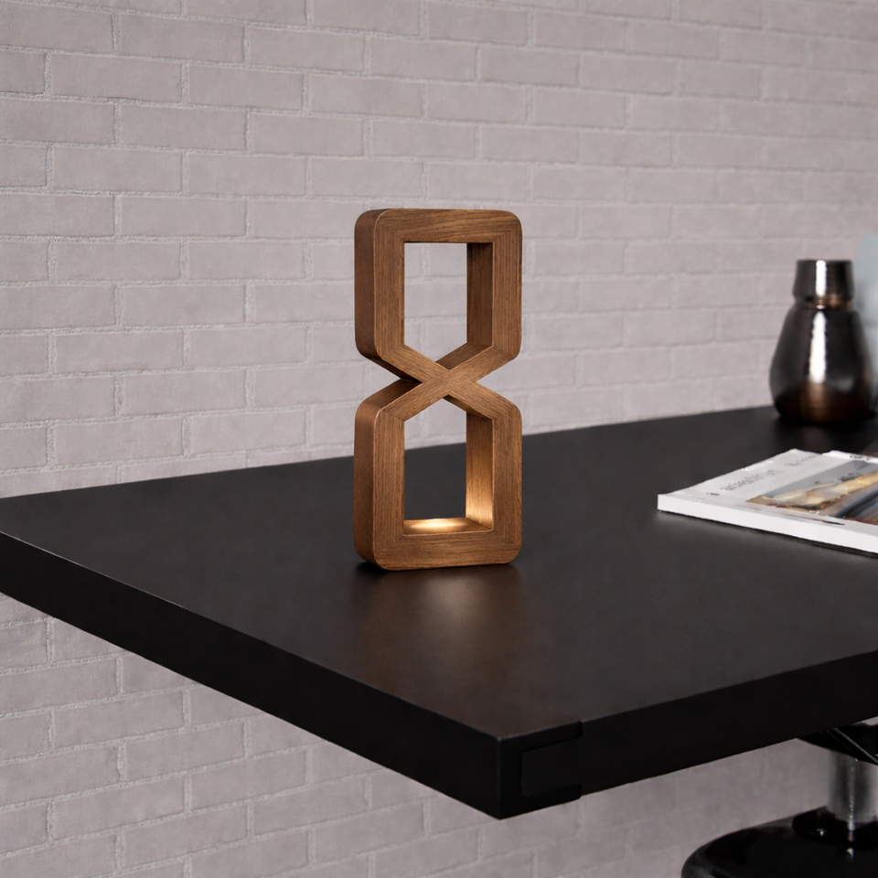 Walnut Handmade Rotatable Hourglass-Shaped LED Lamp