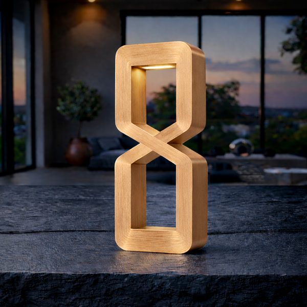 Oak Wooden Rotatable Hourglass Shaped LED Lamp