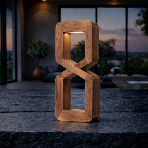 Walnut Handmade Rotatable Hourglass-Shaped LED Lamp