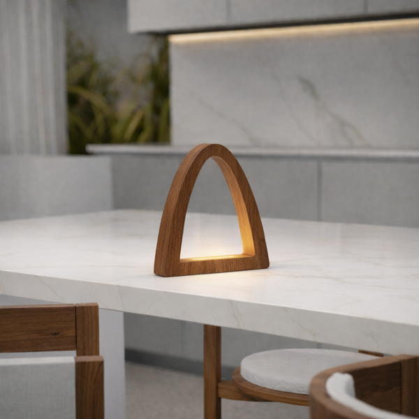 Handcrafted Walnut Arch Curved Wooden Desk Lamp