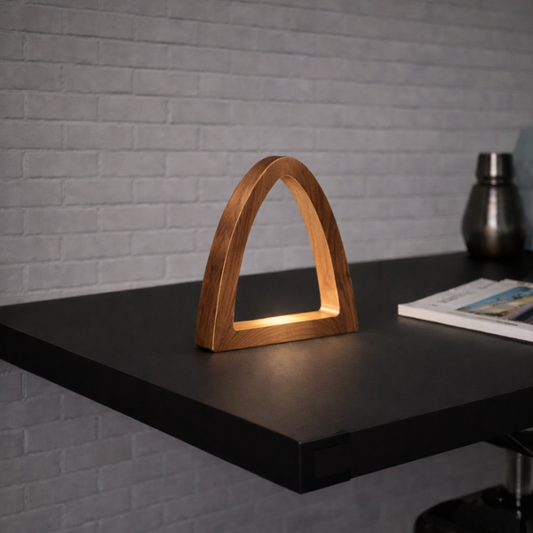 Handcrafted Walnut Arch Curved Wooden Desk Lamp