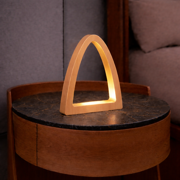 Handcrafted Oak Arch Curved Wooden Desk Lamp