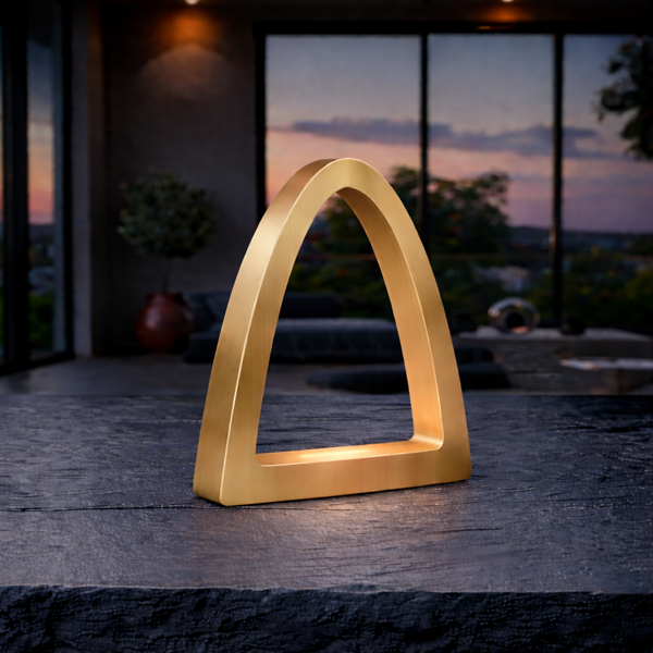 Gold Finish Handcrafted Oak Arch Curved Wooden Desk Lamp