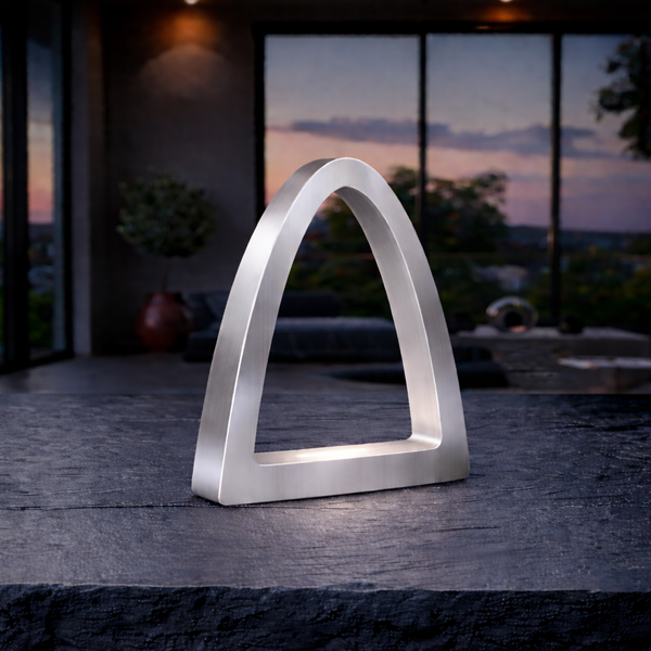 Silver Finish Handcrafted Oak Arch Curved Wooden Desk Lamp