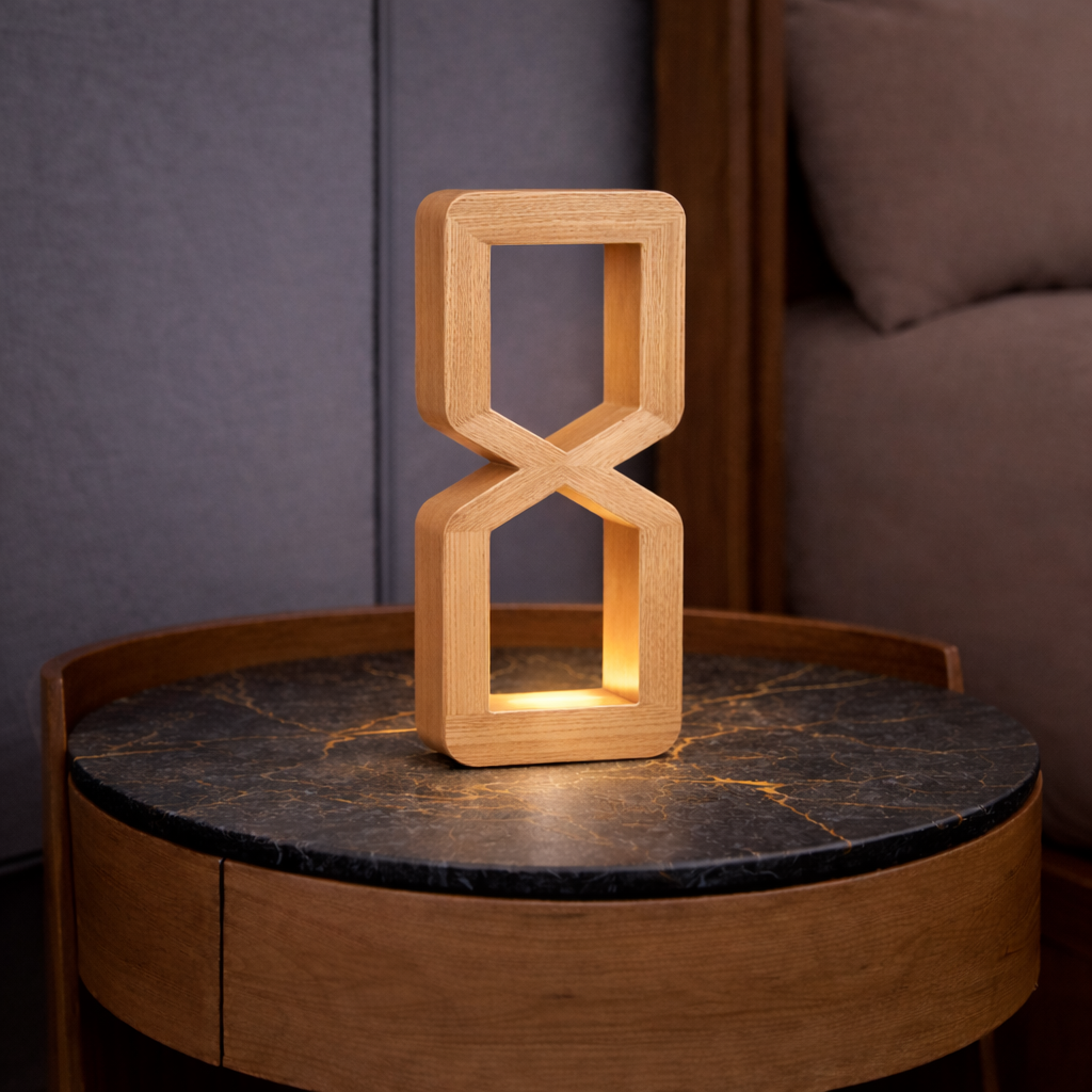 Oak Wooden Rotatable Hourglass Shaped LED Lamp