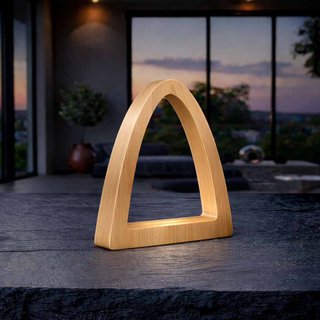 Handcrafted Oak Arch Curved Wooden Desk Lamp