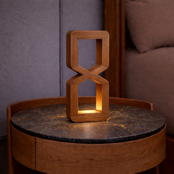 Walnut Handmade Rotatable Hourglass-Shaped LED Lamp
