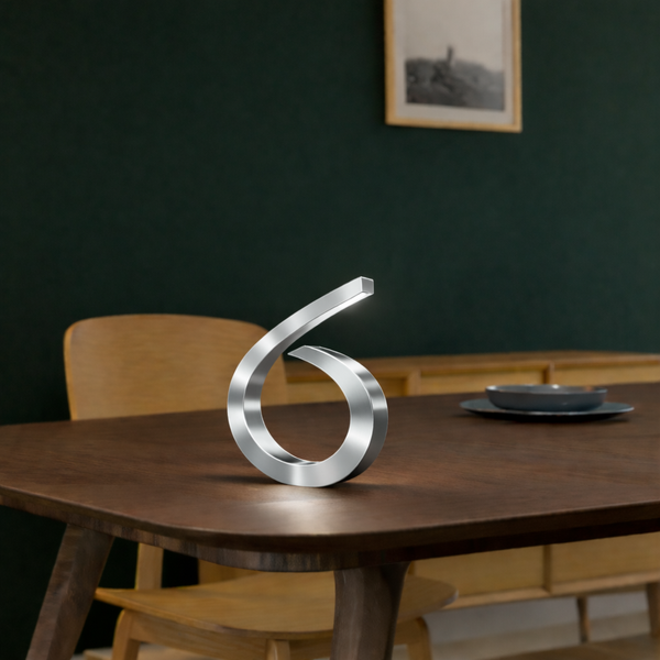 Silver Finish Handcrafted Oak Spiral-Shaped Wooden Desk Lamp