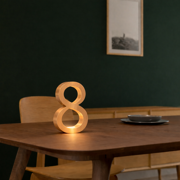 Oak Rotatable Wooden Infinity Shaped LED Lamp