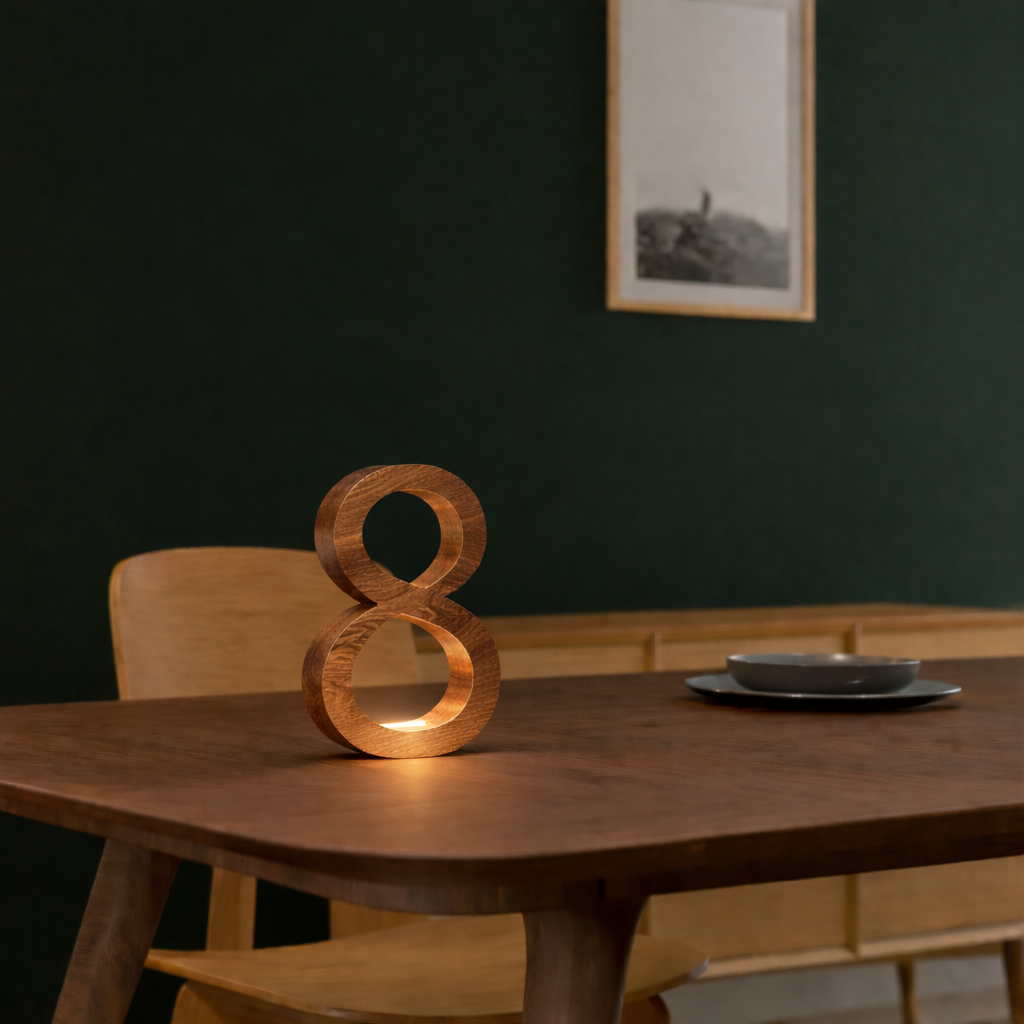 Walnut Handcrafted Rotatable Infinity Shaped LED Lamp