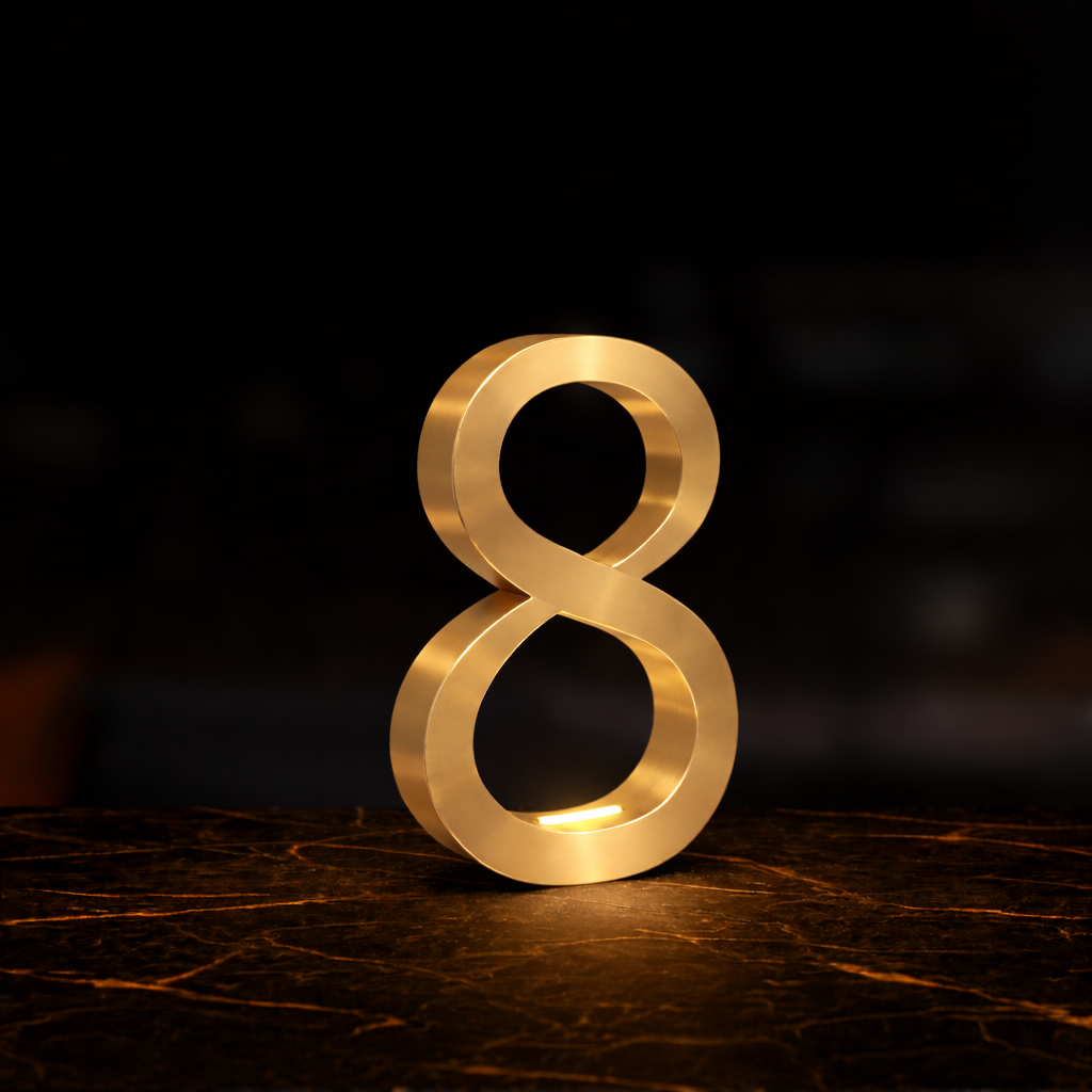 Gold Finish Oak Rotatable Wooden Infinity Shaped Lamp