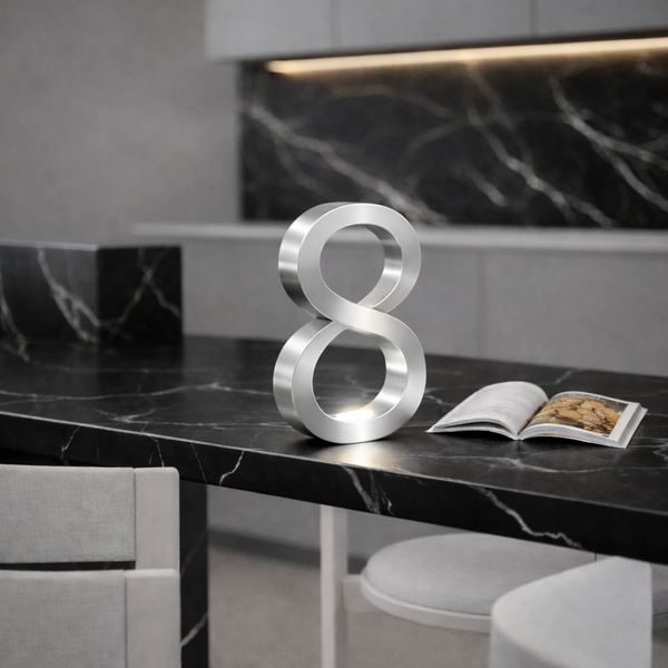 Silver Finish Oak Rotatable Wooden Infinity Shaped Lamp