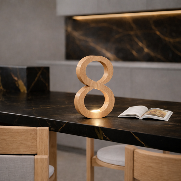 Oak Rotatable Wooden Infinity Shaped LED Lamp