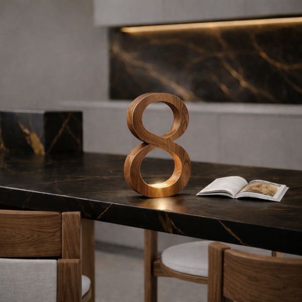 Walnut Handcrafted Rotatable Infinity Shaped LED Lamp